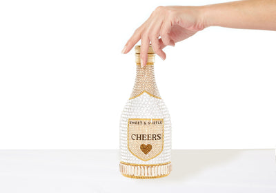 Bespoke Champagne Bottle Forever crystal clutch lifestyle view