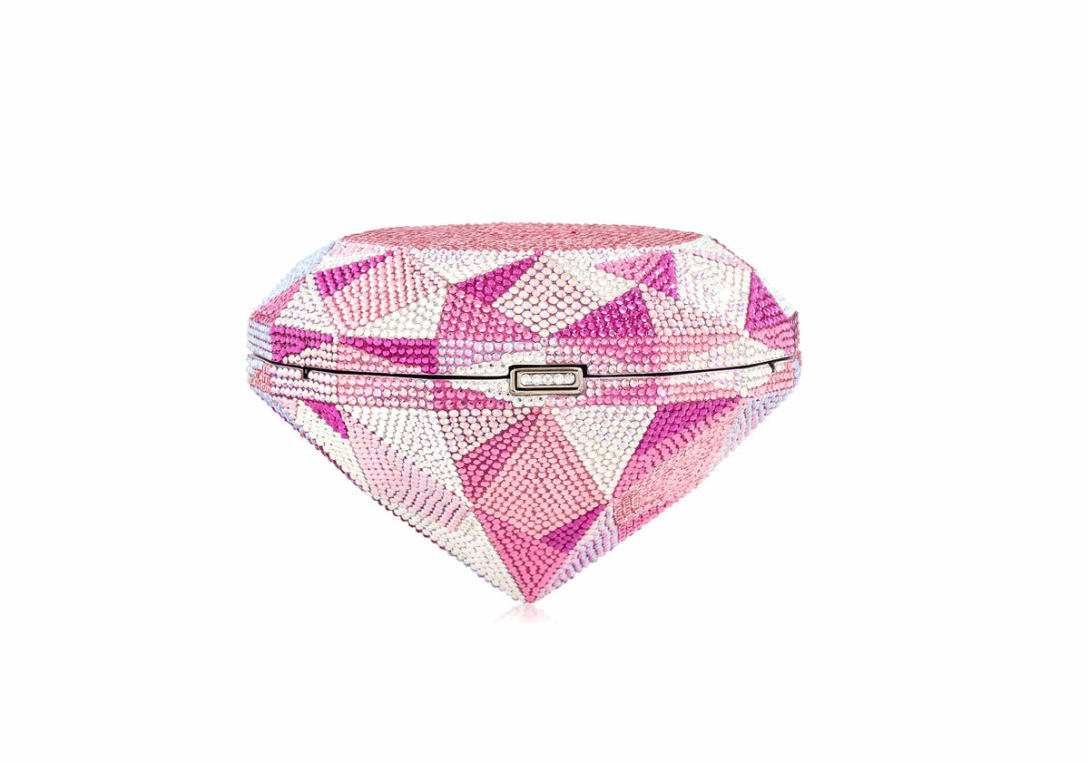 Diamond Pink crystal clutch front view