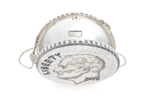 Sliver Dime Crystal Novelty Bag | Judith Leiber