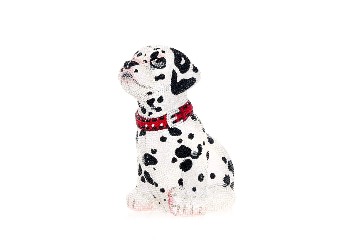 Puppy Lucky Crystal Dog Minaudiere Clutch three quarter angle view
