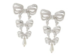 Bow Pearl Chandelier Earrings