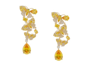 Butterfly Chandelier Earrings Yellow-1