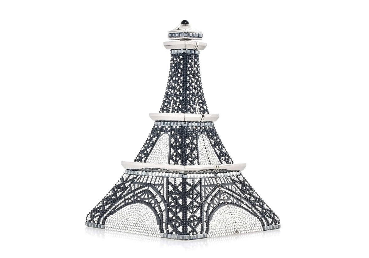Eiffel Tower Bonjour Purse crystal front view