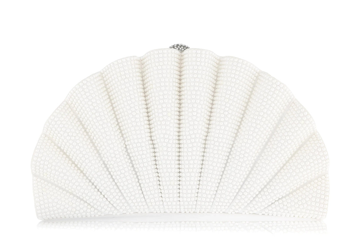 Origami Fan Pearls crystal clutch front view