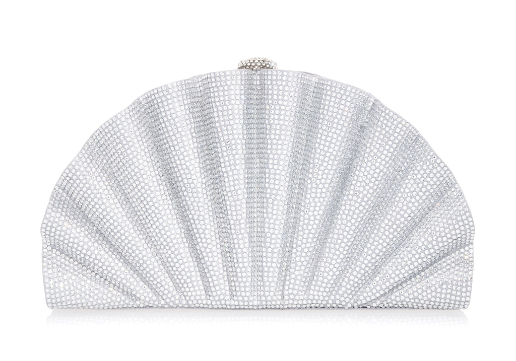 Origami Fan Silver Clutch | Judith Leiber