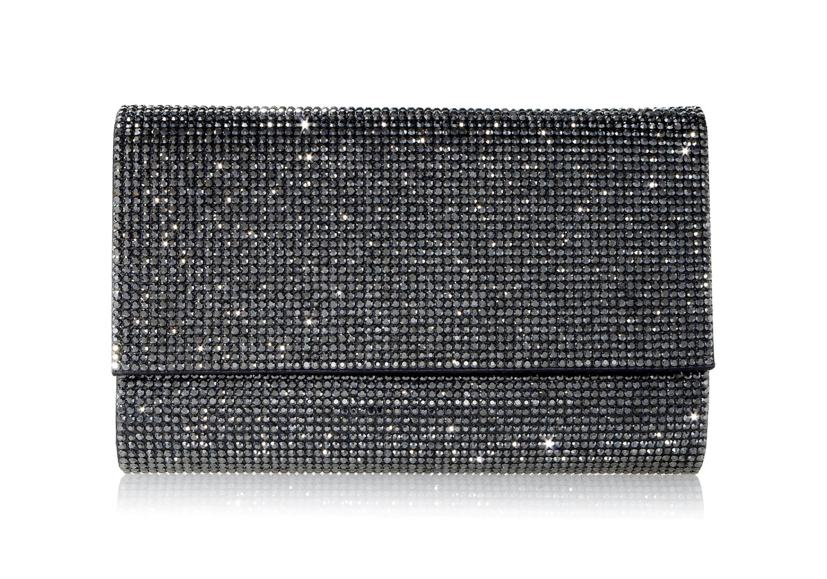 Fizzoni Gray hematite crystal clutch front view
