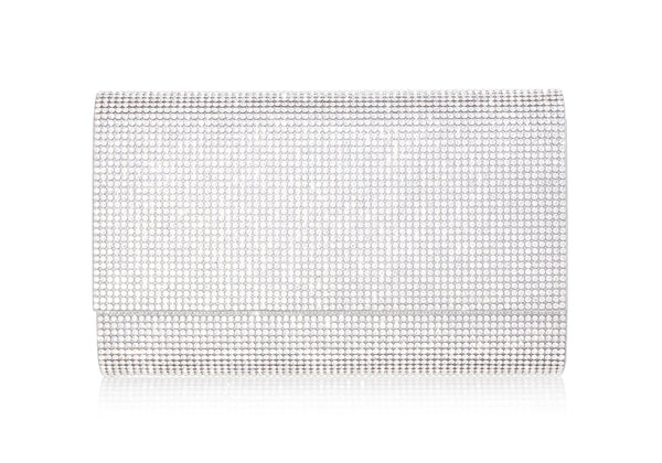 Judith Leiber Crystal Embellished Sphere Clutch in Silver Rhine