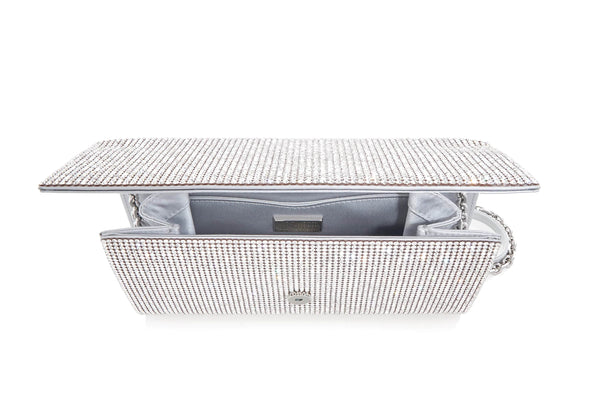 Judith Leiber Silver Envelope Fizzoni Crystal Clutch