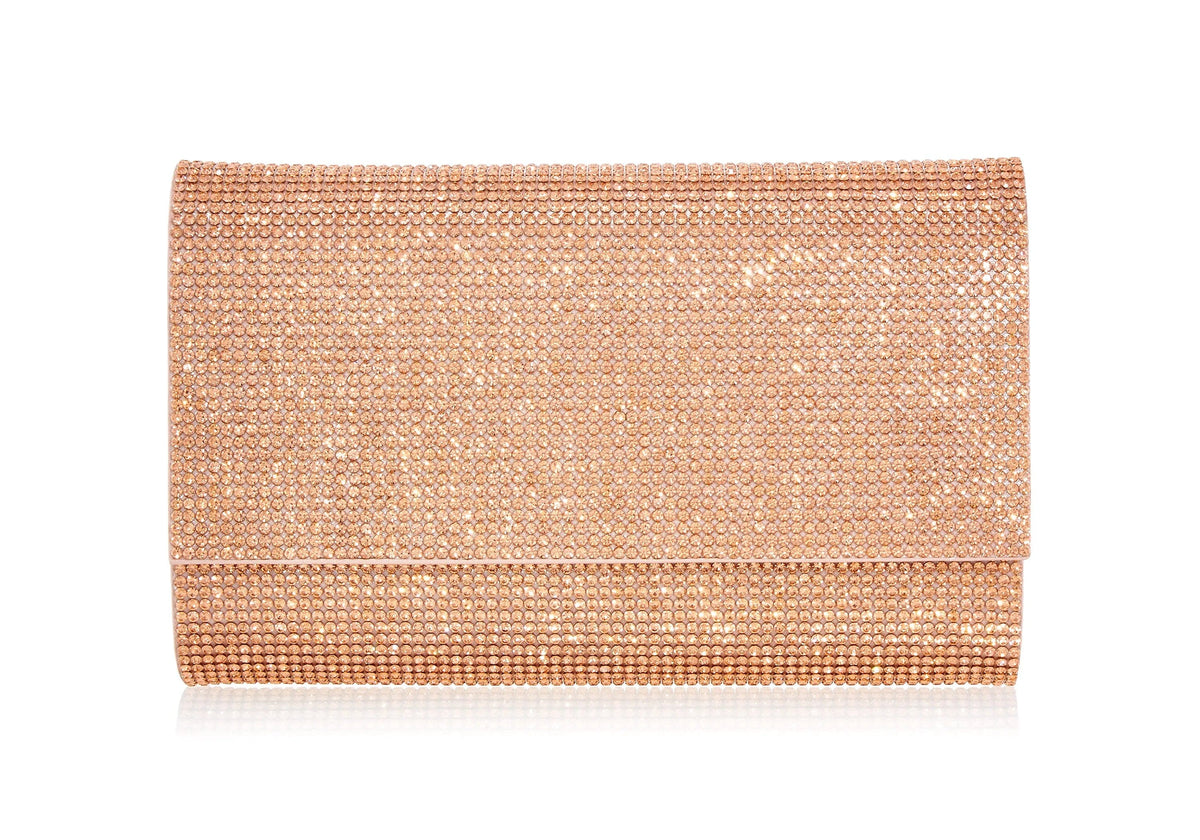 Fizzoni Rose Gold crystal clutch front view