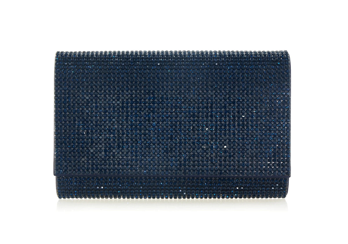 Fizzy Navy blue crystal clutch front view