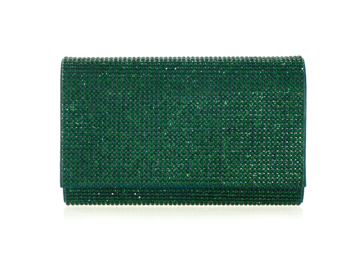 Fizzy Emerald crystal clutch front view