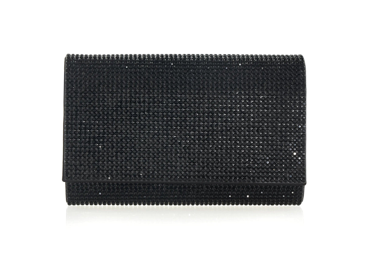 Fizzy Black Designer Handbag jet crystal front view