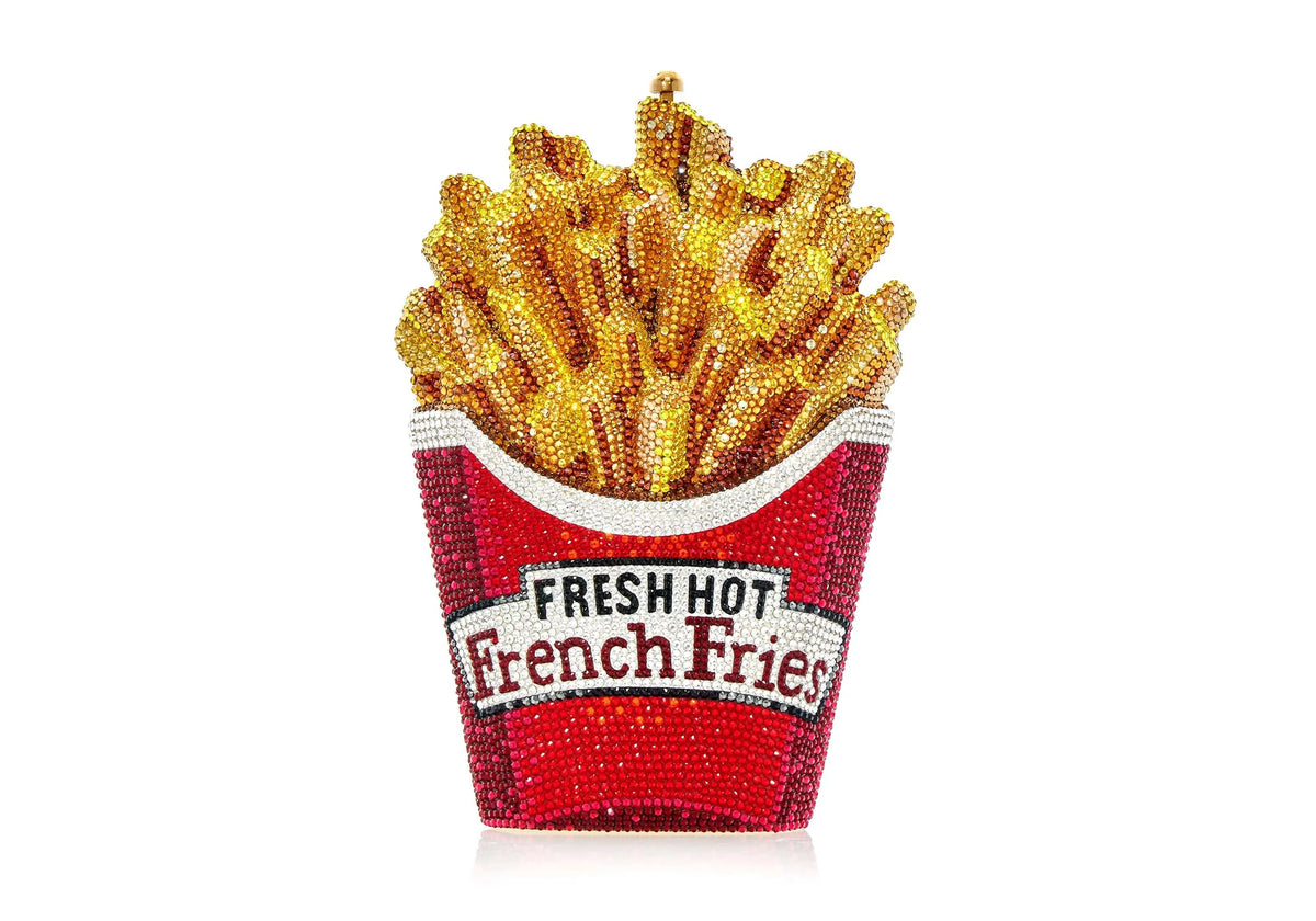 French Fries Fresh and Hot crystal clutch front view