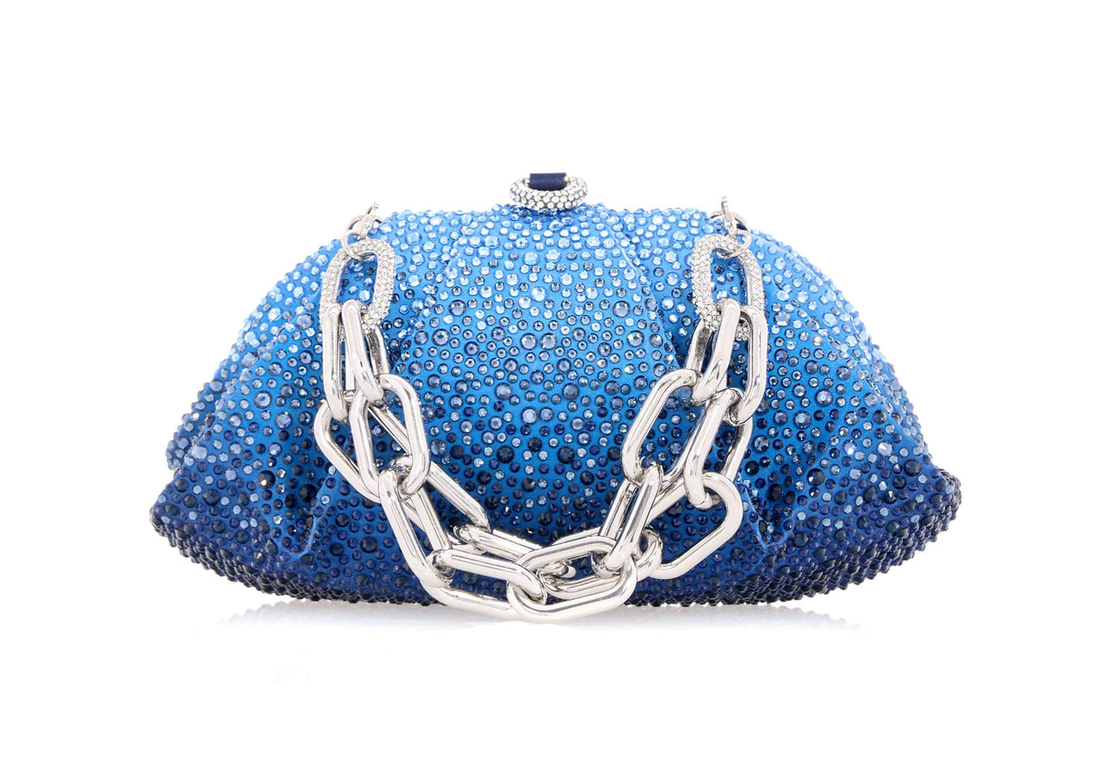 Gemma Crystal Caviar Gradient Ocean clutch front view