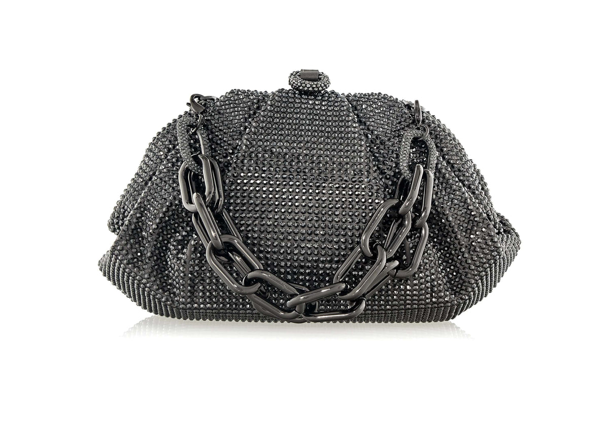 Gemma Crystal Gray hematite clutch front view