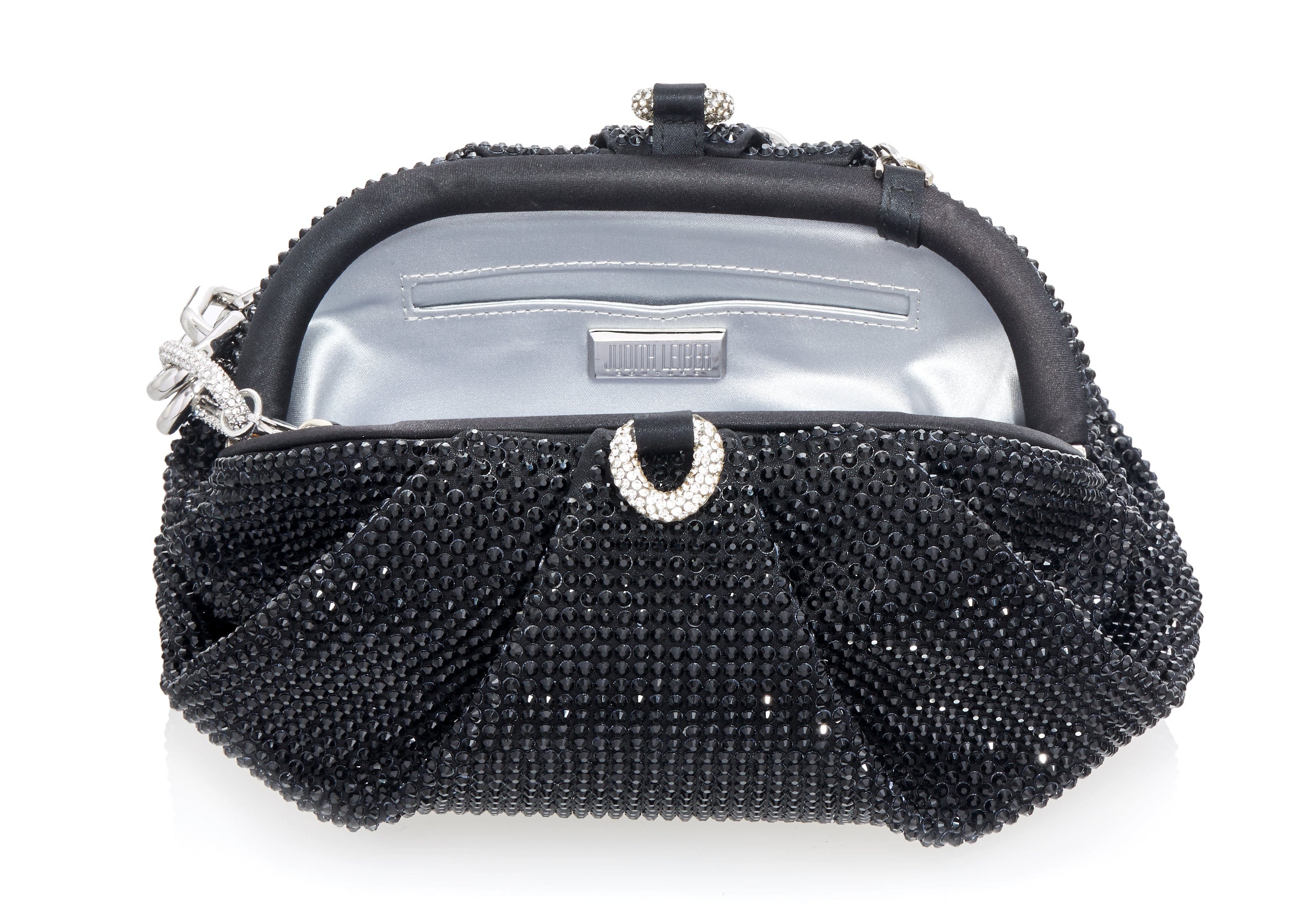 Judith Leiber Night Bloom Crystal Rectangle Clutch Bag Black
