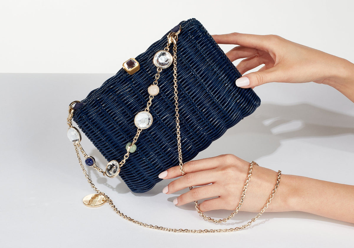 Hailey Wicker Basket Natural Stone Navy