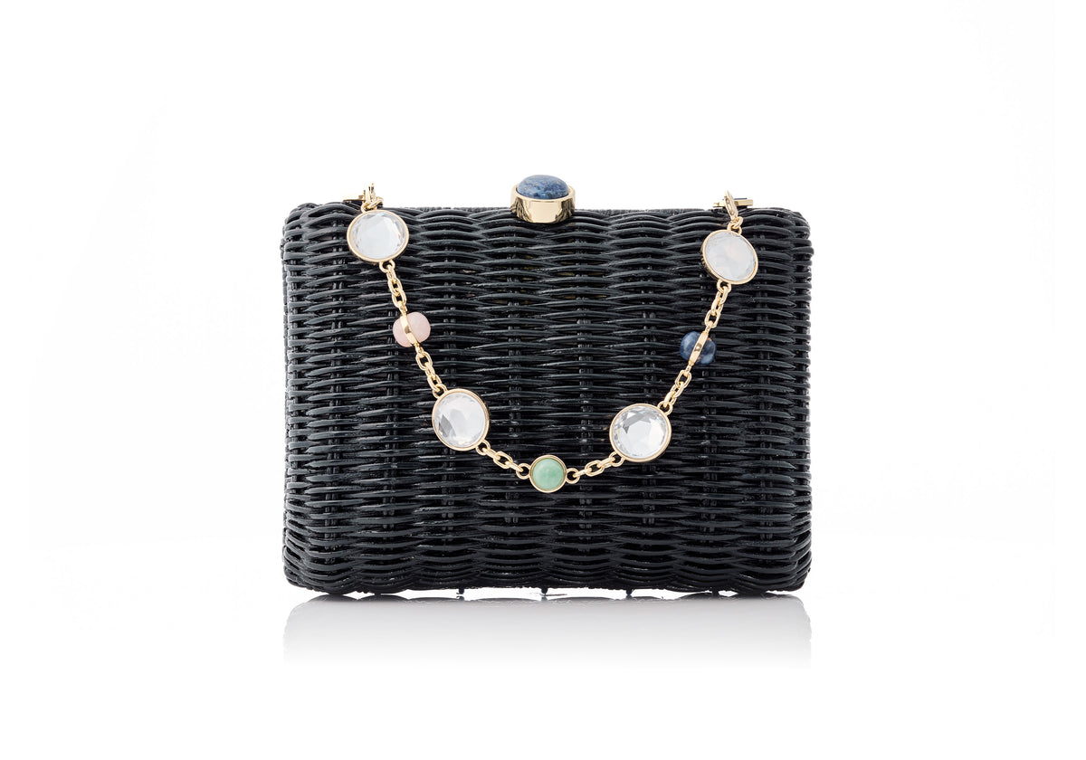Hailey Wicker Basket Natural Stone Navy