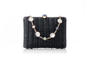 Hailey Wicker Basket Natural Stone Navy-1