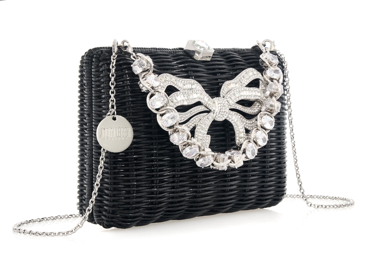 Hailey Wicker Bow Basket Black