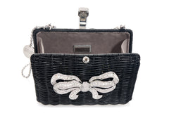 Hailey Wicker Bow Basket Black