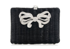 Hailey Wicker Basket Bow Black