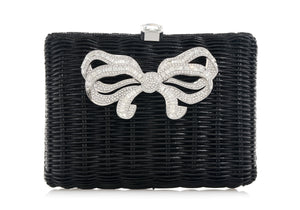 Hailey Wicker Basket Bow Black-1