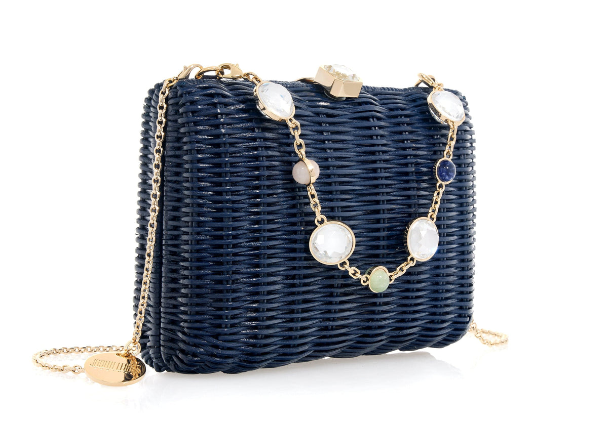 Hailey Wicker Basket Natural Stone Navy