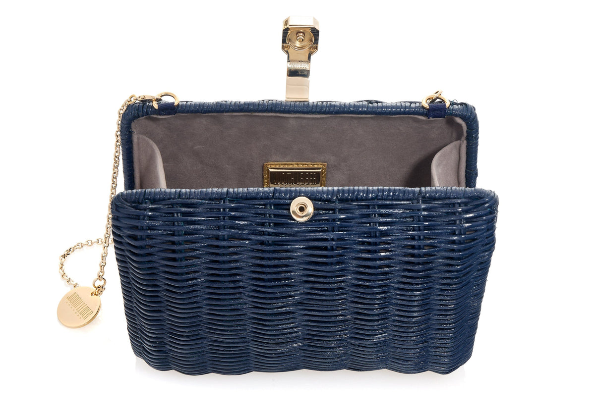 Hailey Wicker Basket Natural Stone Navy