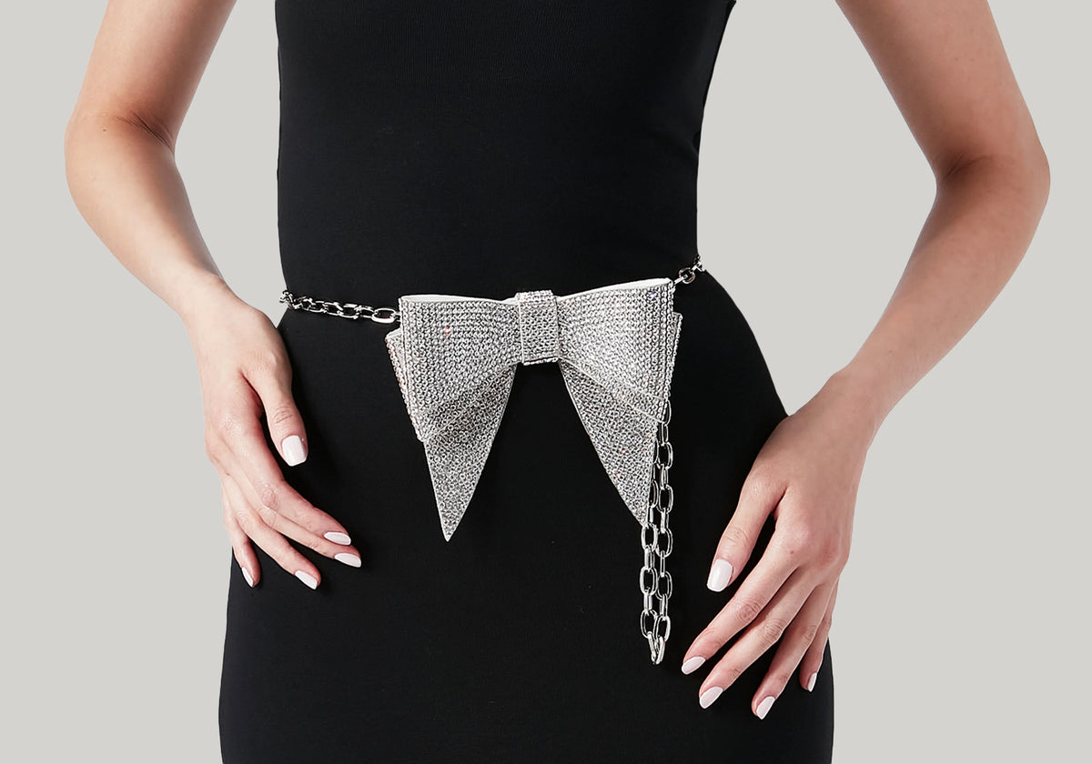 Soft Bow Belt Silver crystal lifestyle view