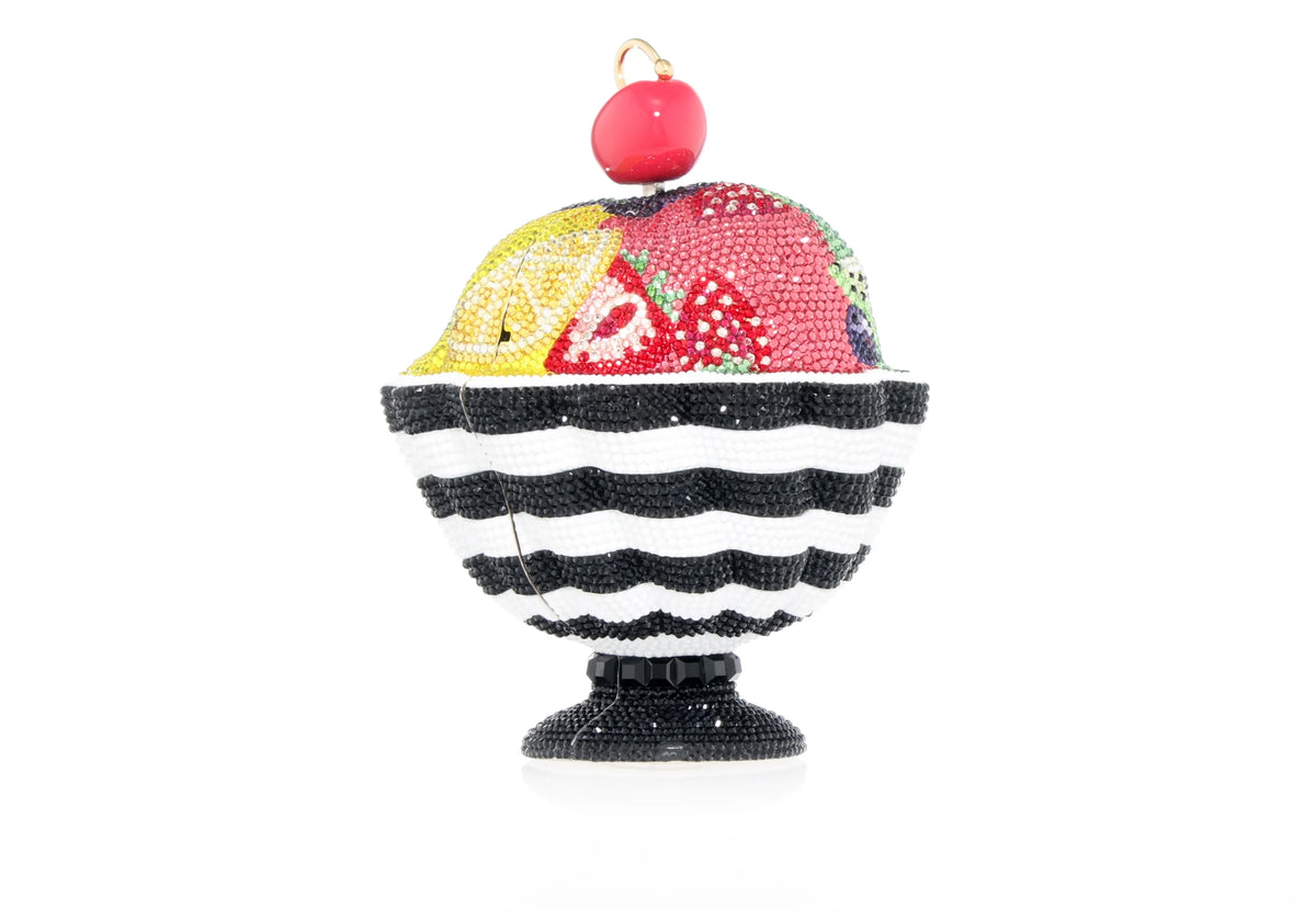 Ice Cream Sundae Gelato enamel crystal clutch front view
