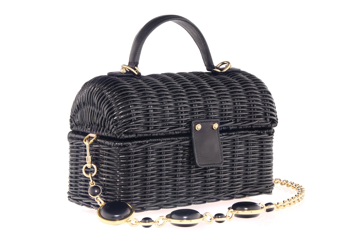 Isla Wicker Basket Semi-Precious Stones Black