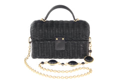 Isla Wicker Basket Semi-Precious Stones Black