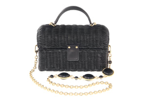 Isla Wicker Basket Semi-Precious Stones Black-1