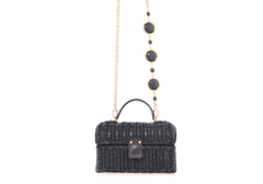 Isla Wicker Basket Semi-Precious Stones Black