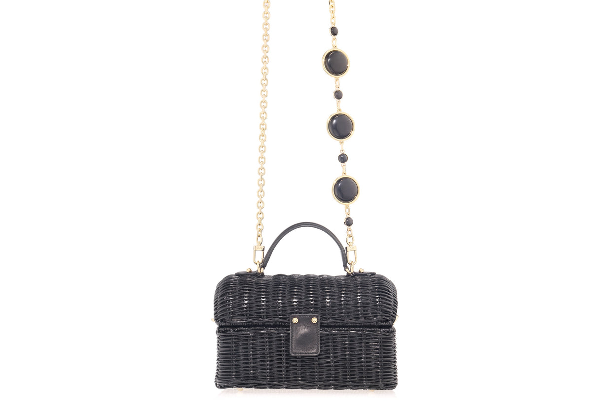 Isla Wicker Basket Semi-Precious Stones Black