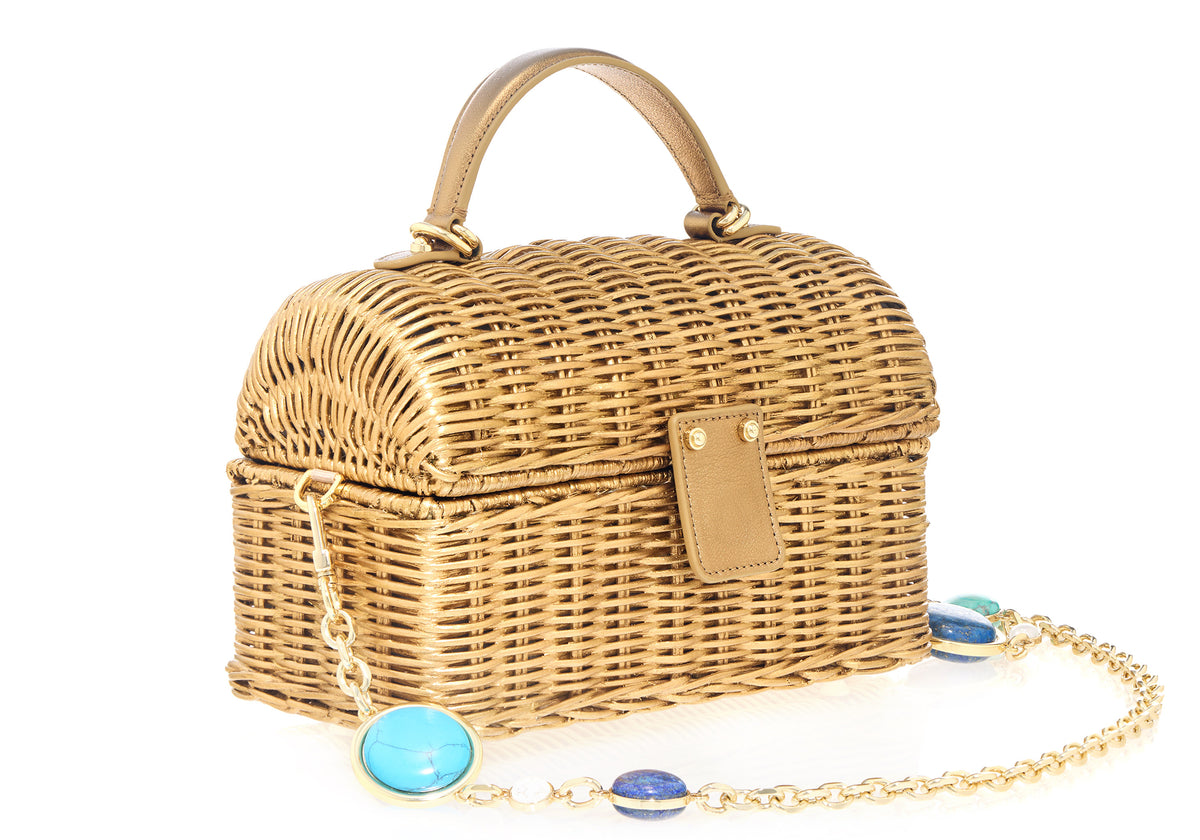 Isla Wicker Basket Semi-Precious Stones Champagne