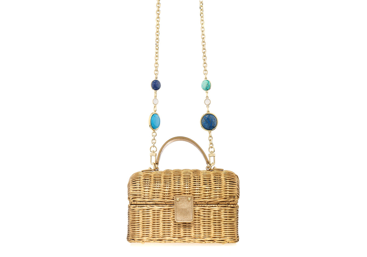 Isla Wicker Basket Semi-Precious Stones Champagne