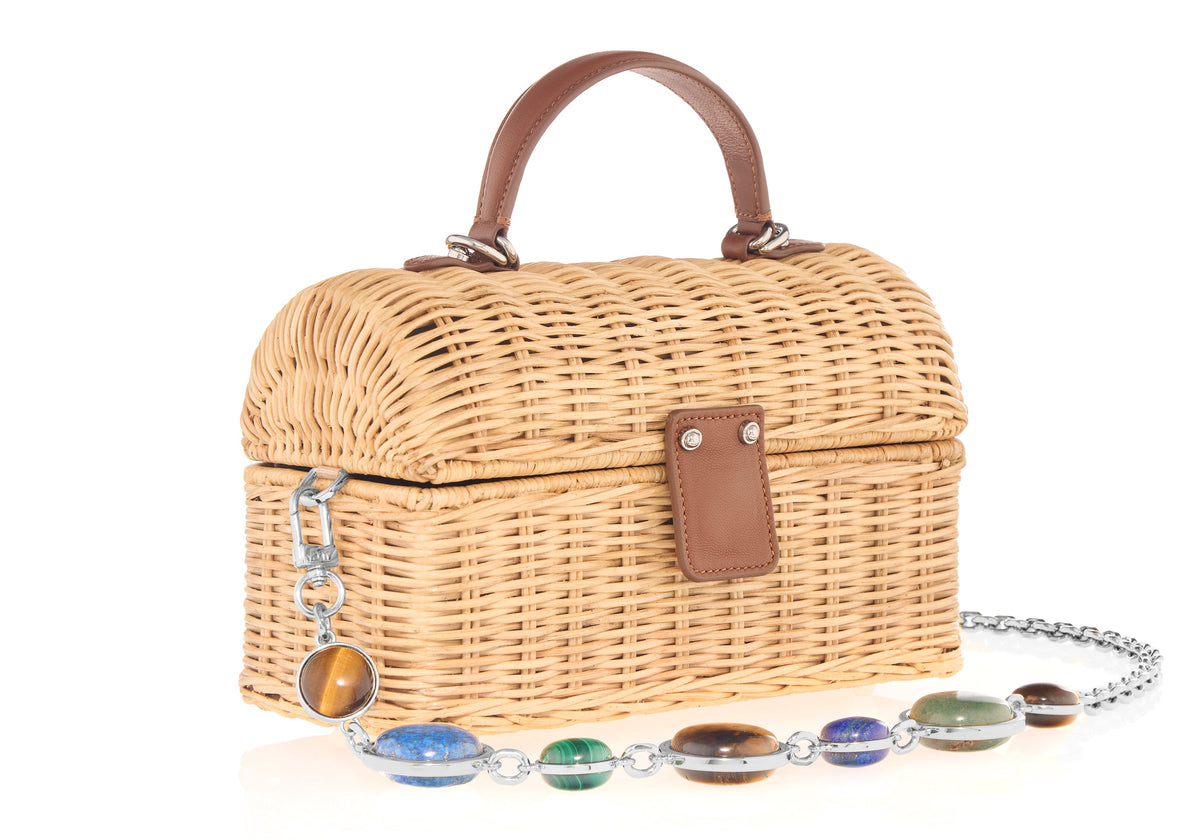 Isla Wicker Basket Semi-Precious Stones Natural