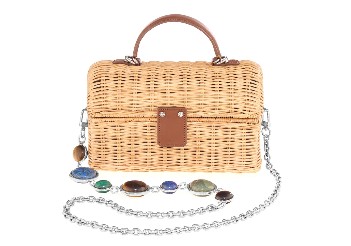 Isla Wicker Basket Semi-Precious Stones Natural