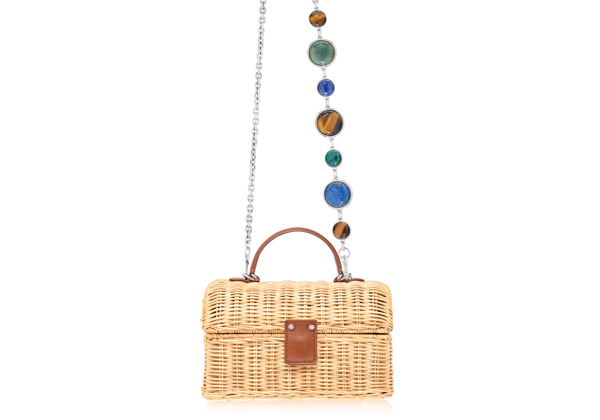 Isla Wicker Basket Semi-Precious Stones Natural