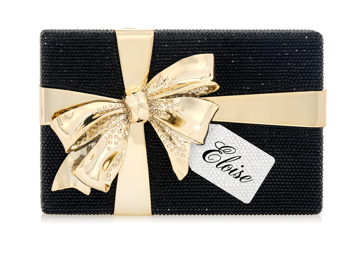 Bespoke Gift Box jet champagne crystal clutch personalization example