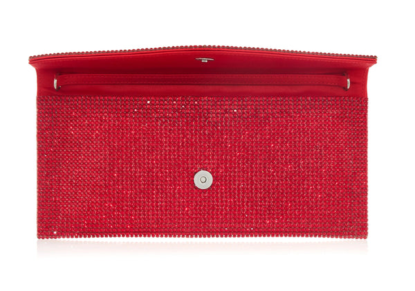 Red Designer Purse | Red Envelope Crystal Clutch | Judith Leiber