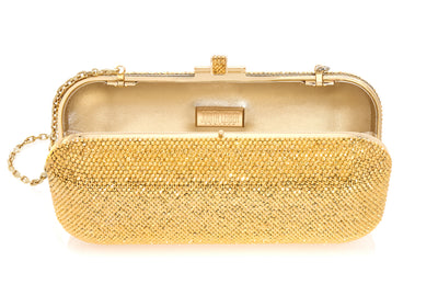 Bespoke Long Slide gold crystal clutch interior view