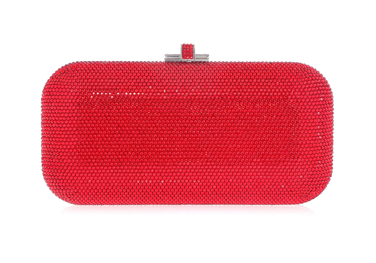 Long Slide Red siam crystal clutch front view