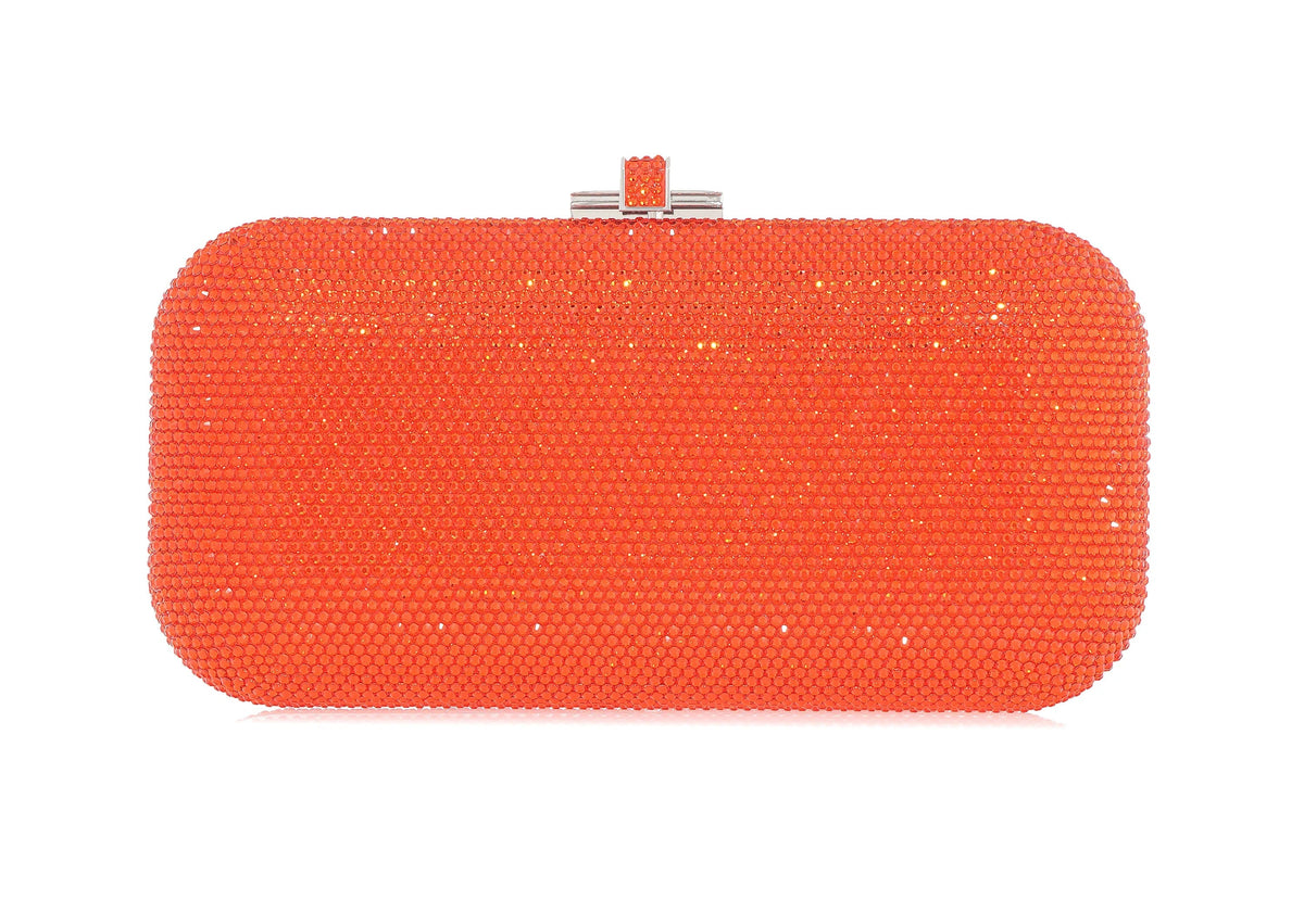 Long Slide Orange crystal clutch front view