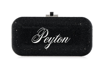Bespoke Long Slide crystal clutch monogram personalization example