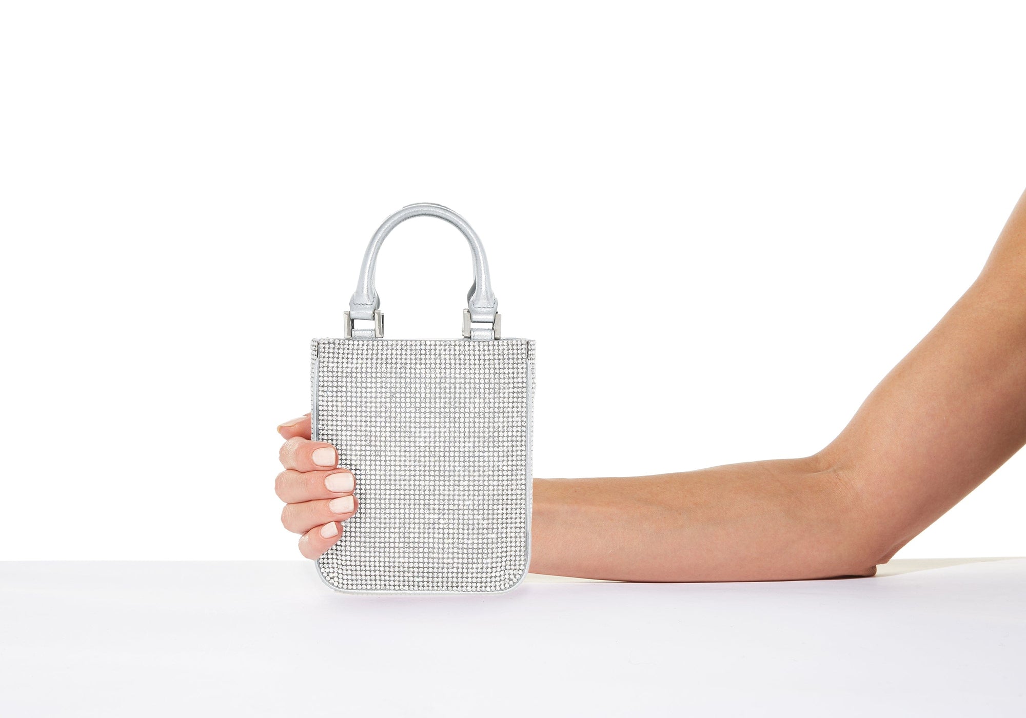 Silver Fan-shaped Crystal Handbag by Judith Leiber