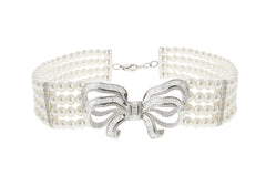 Bow Choker Pearl Choker Necklace