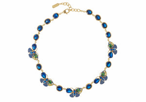 Butterfly Oval Gem Necklace Blue-1